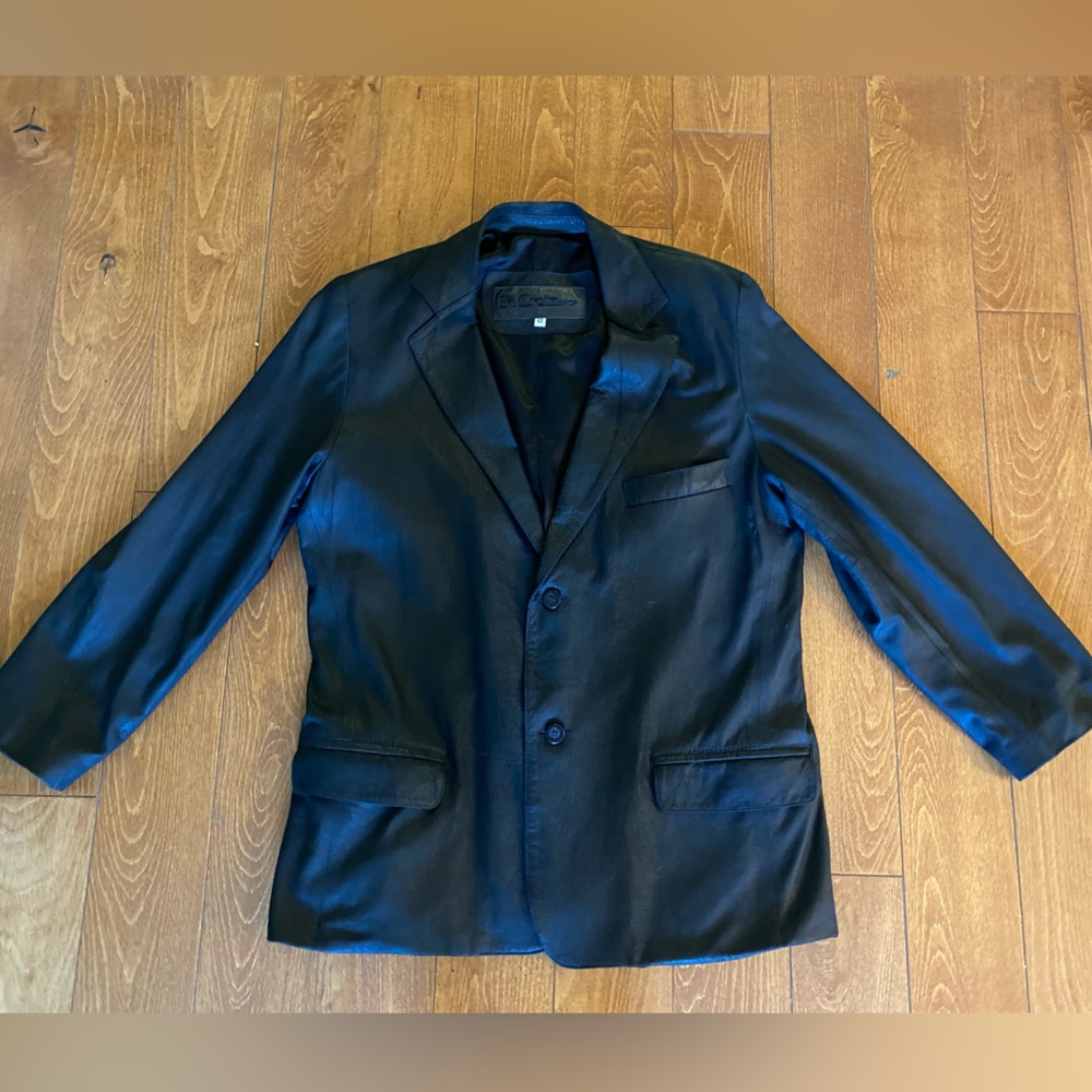 oversized lightweight leather blazer